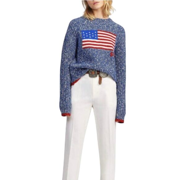Polo Ralph Lauren Sweaters - Polo Ralph Lauren Rare American Flag Wool Cotton Blend Pullover Sweater Size XL